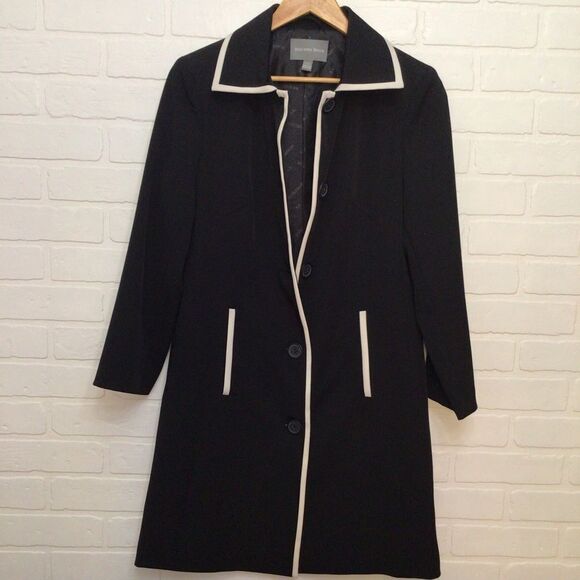 BEECHERS Brook Long black Blazer Jacket White ecru Pockets Small contemporary - Picture 6 of 15